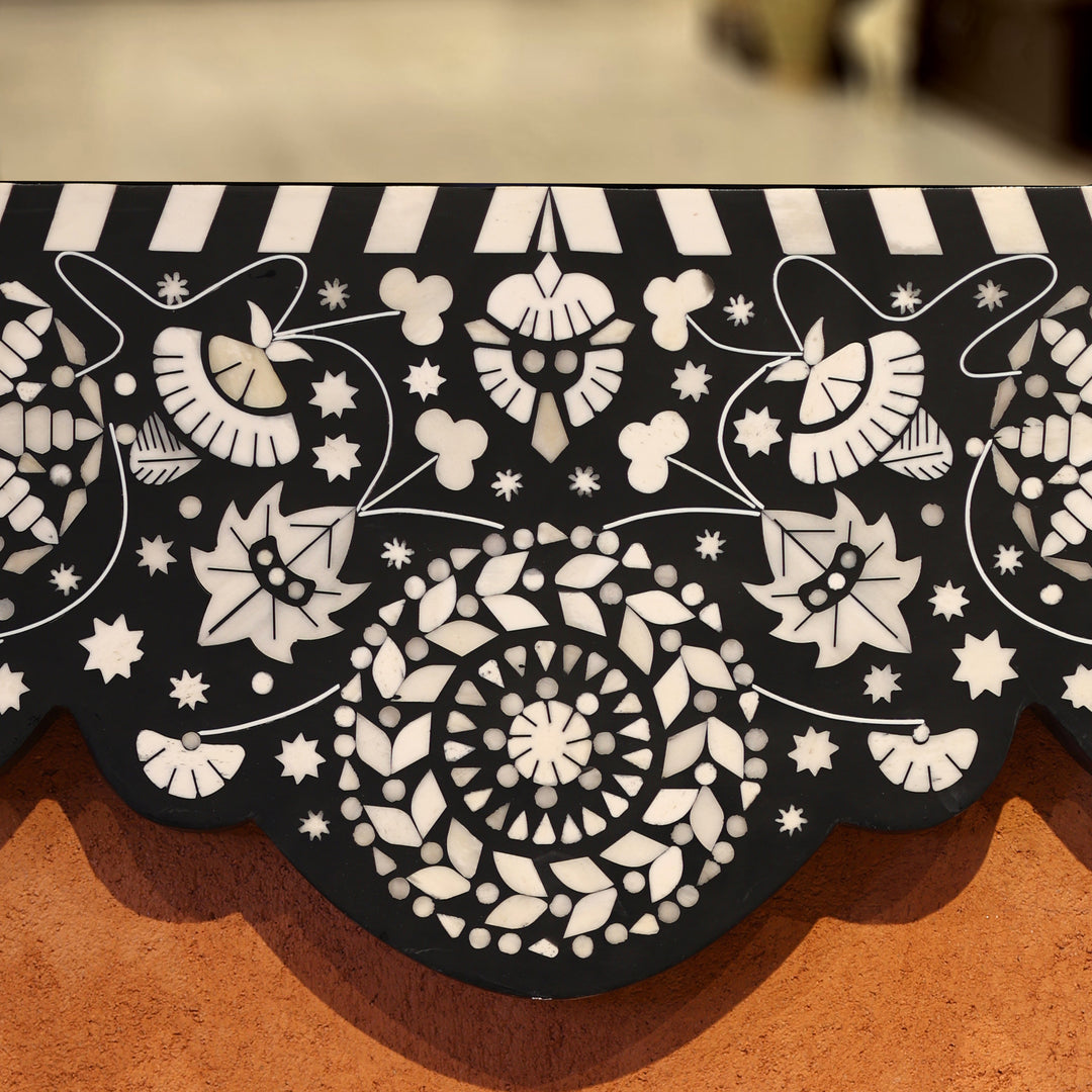 Handcrafted Black Bone Inlay Luxury Decorative Wooden Wall Mirror