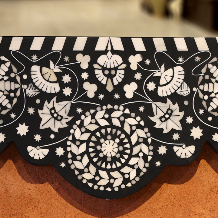 Handcrafted Black Bone Inlay Luxury Decorative Wooden Wall Mirror