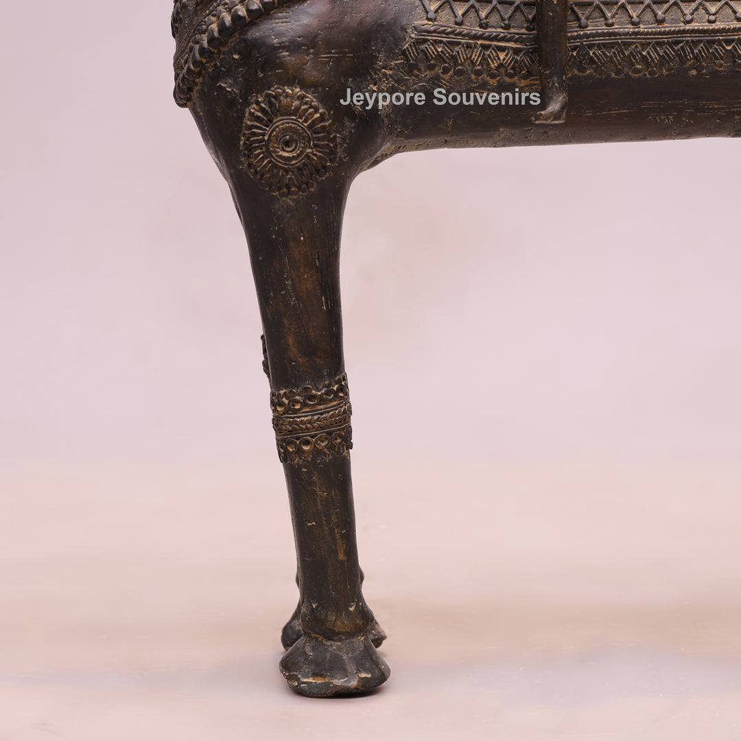 Handcrafted Dhokra Brass Horse Statue with 3 Riders