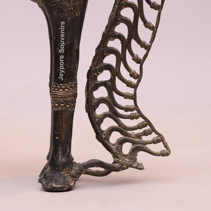 Handcrafted Dhokra Brass Horse Statue with 3 Riders
