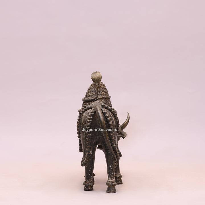 Handcrafted Dhokra Brass Nandi Bull Sculpture With Ornate Tribal Wirework