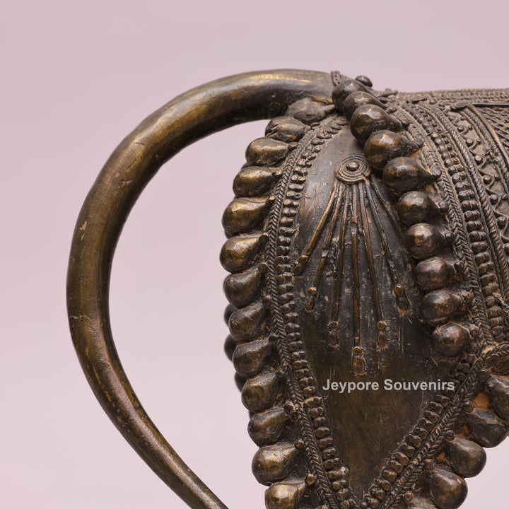 Handcrafted Dhokra Brass Nandi Bull Sculpture With Ornate Tribal Wirework