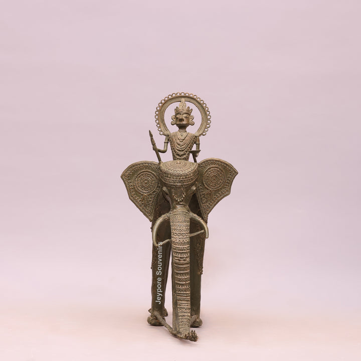 Handcrafted Dhokra Brass Elephant Statue with Rider