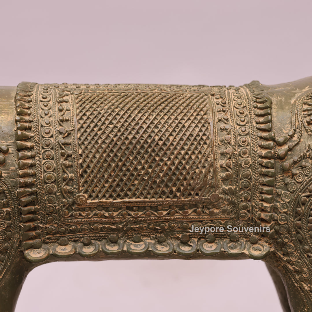 Handcrafted Dhokra Brass Elephant Statue with Rider