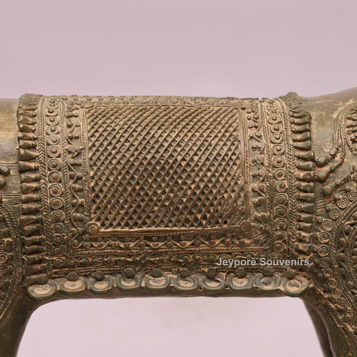 Handcrafted Dhokra Brass Elephant Statue with Rider
