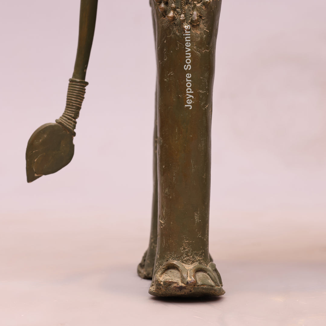 Handcrafted Dhokra Brass Elephant Statue with Rider