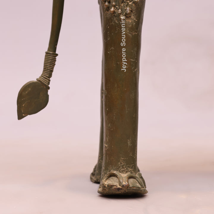 Handcrafted Dhokra Brass Elephant Statue with Rider