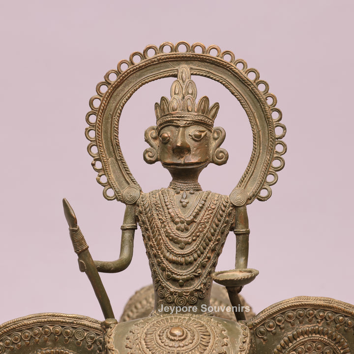 Handcrafted Dhokra Brass Elephant Statue with Rider