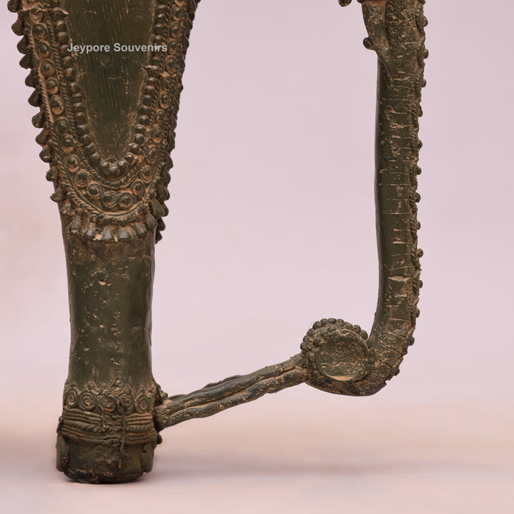 Handcrafted Dhokra Brass Royal Elephant Sculpture with Royal Riders