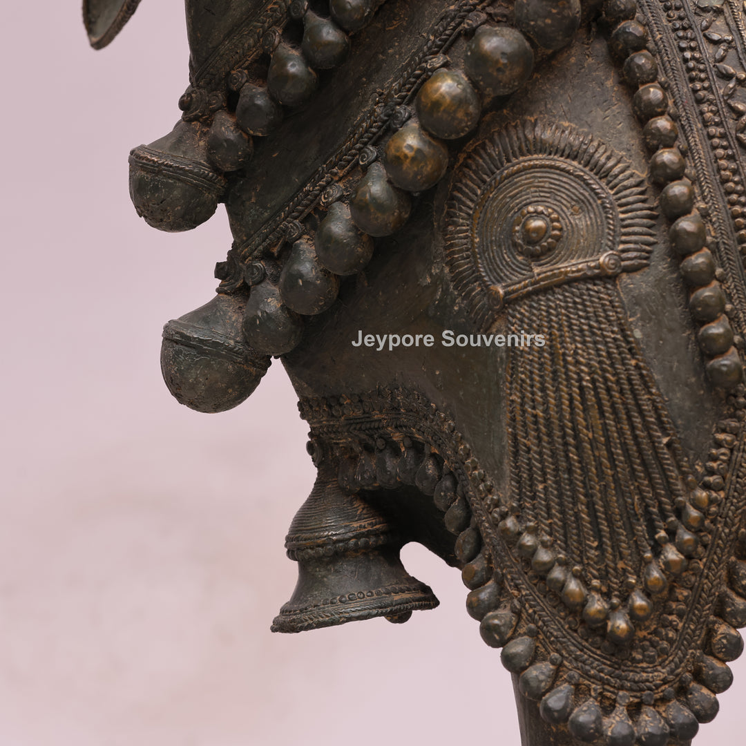 Handcrafted Dhokra Brass Nandi Statue with Shiva, Ganesha &amp; Kartikeya