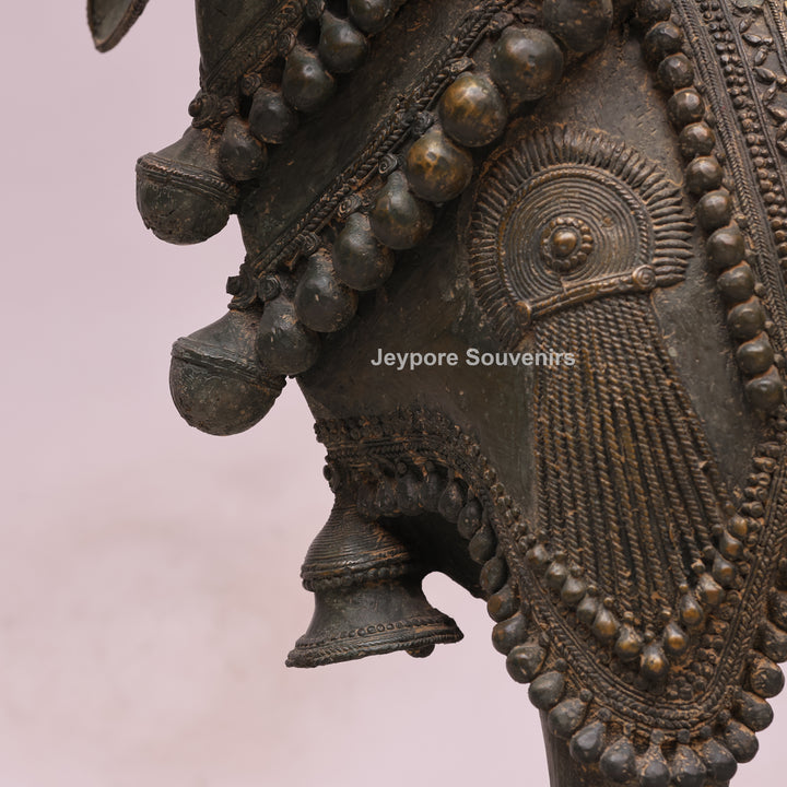 Handcrafted Dhokra Brass Nandi Statue with Shiva, Ganesha &amp; Kartikeya
