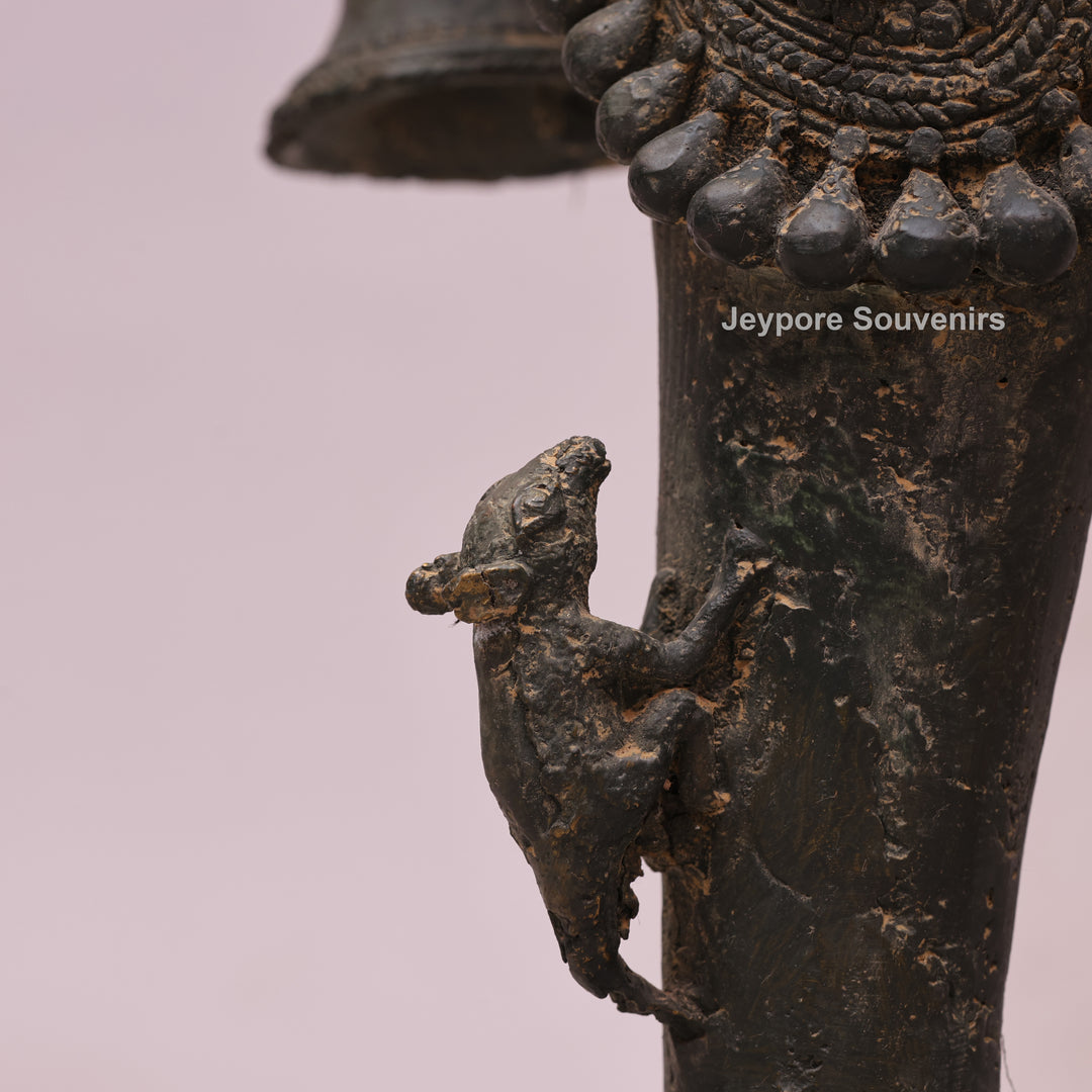 Handcrafted Dhokra Brass Nandi Statue with Shiva, Ganesha &amp; Kartikeya