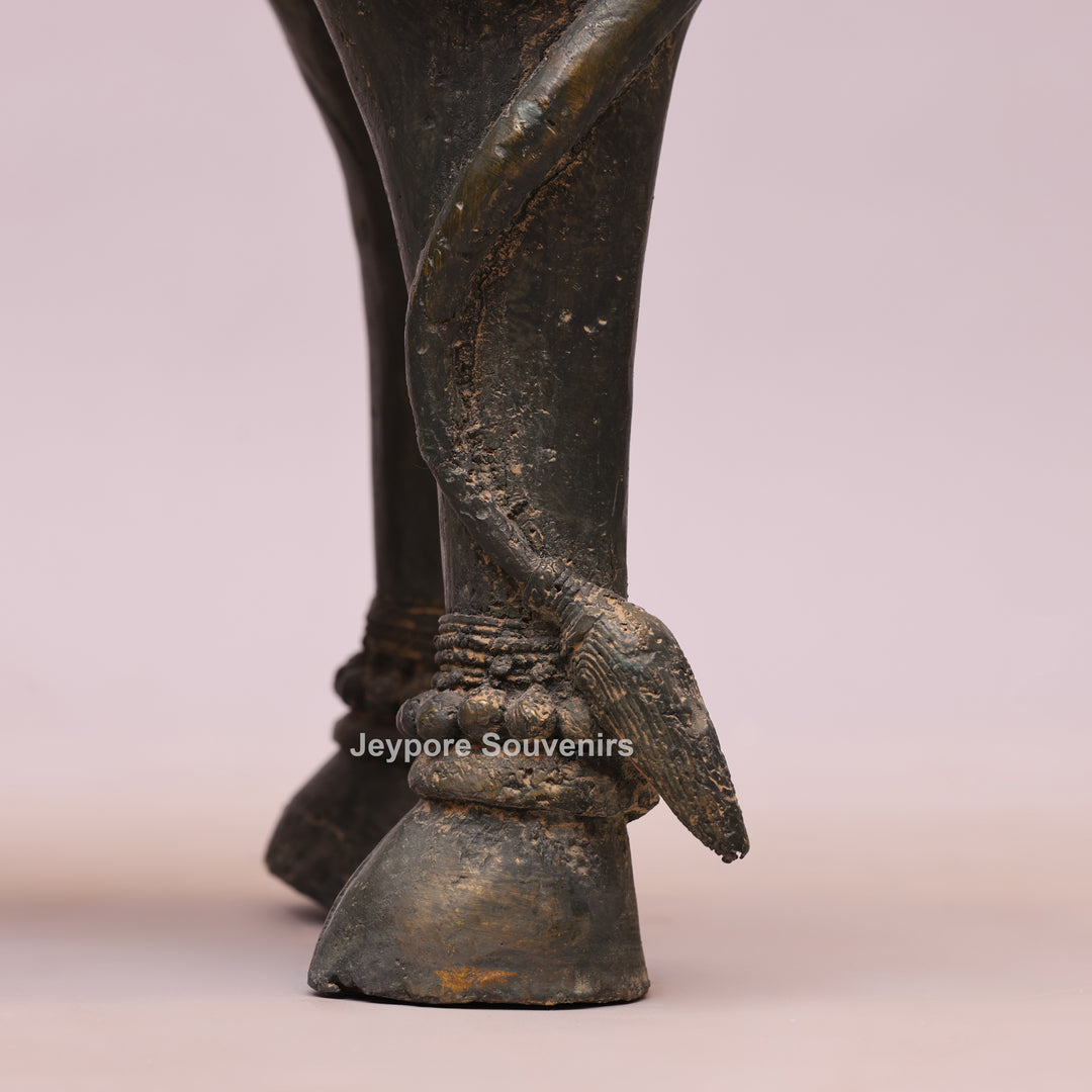 Handcrafted Dhokra Brass Nandi Statue with Shiva, Ganesha &amp; Kartikeya