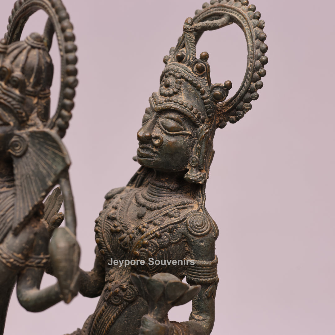 Handcrafted Dhokra Brass Nandi Statue with Shiva, Ganesha &amp; Kartikeya