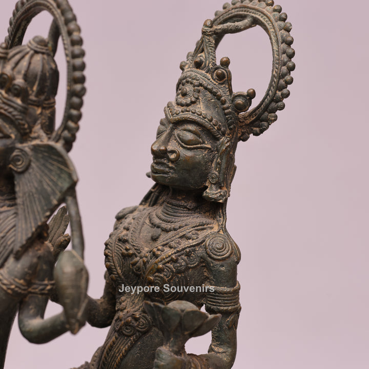 Handcrafted Dhokra Brass Nandi Statue with Shiva, Ganesha &amp; Kartikeya