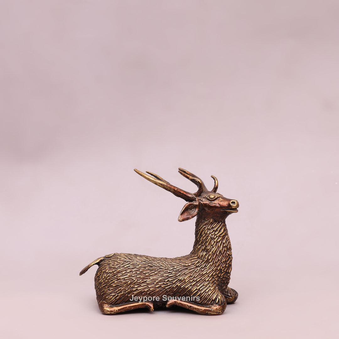 Handcrafted Dhokra Brass Deer Sculpture