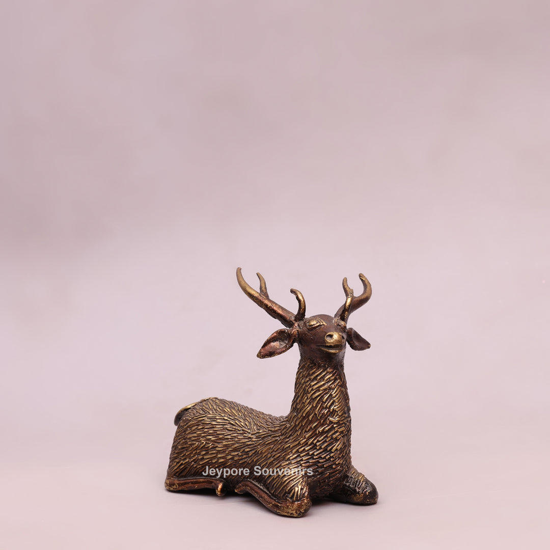 Handcrafted Dhokra Brass Deer Sculpture