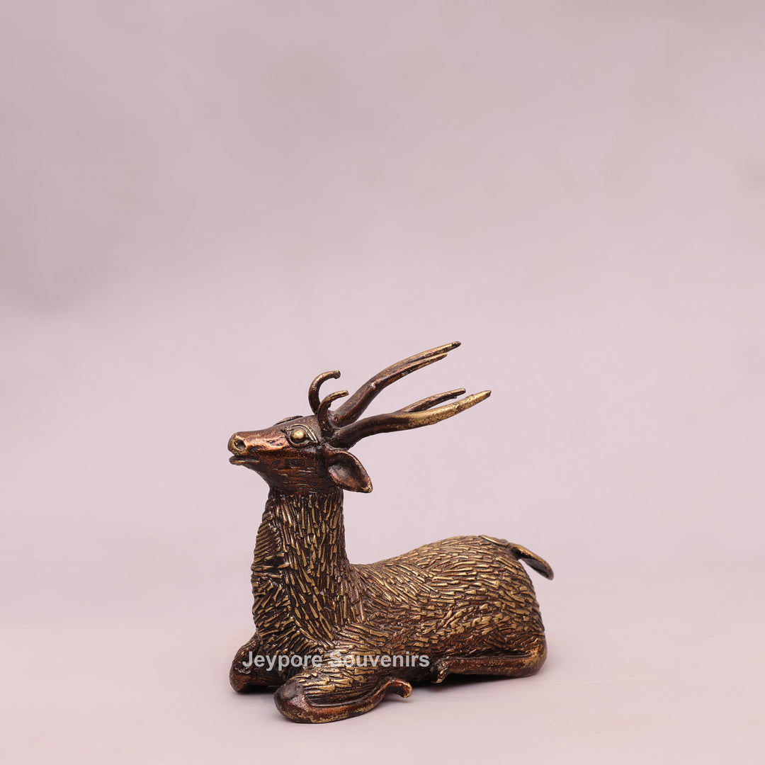 Handcrafted Dhokra Brass Deer Sculpture