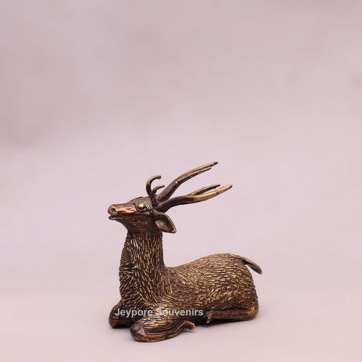 Handcrafted Dhokra Brass Deer Sculpture