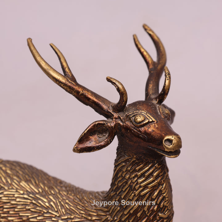 Handcrafted Dhokra Brass Deer Sculpture