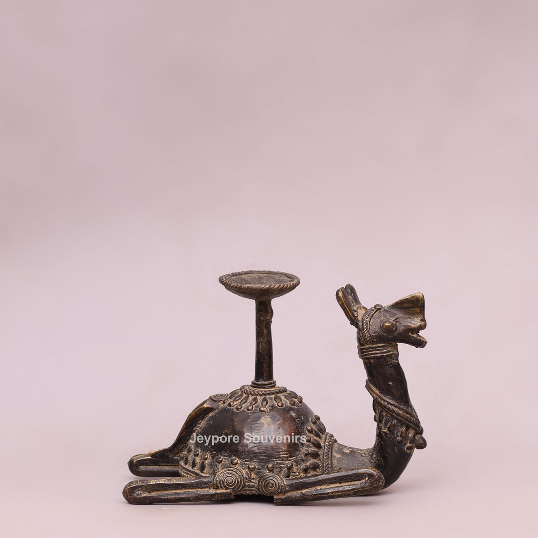 Handcrafted Brass Dhokra Camel Candle Stand
