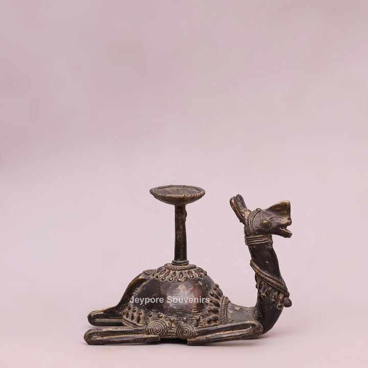 Handcrafted Brass Dhokra Camel Candle Stand