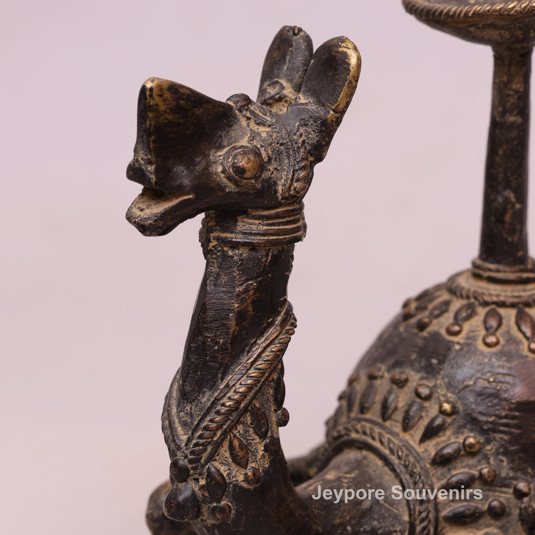 Handcrafted Brass Dhokra Camel Candle Stand