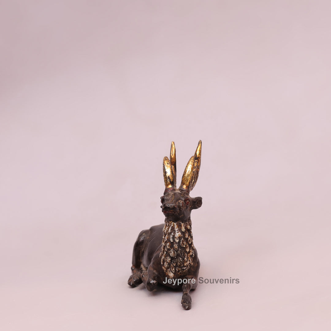 Handcrafted Brass Dhokra Deer Statue with Golden Antlers