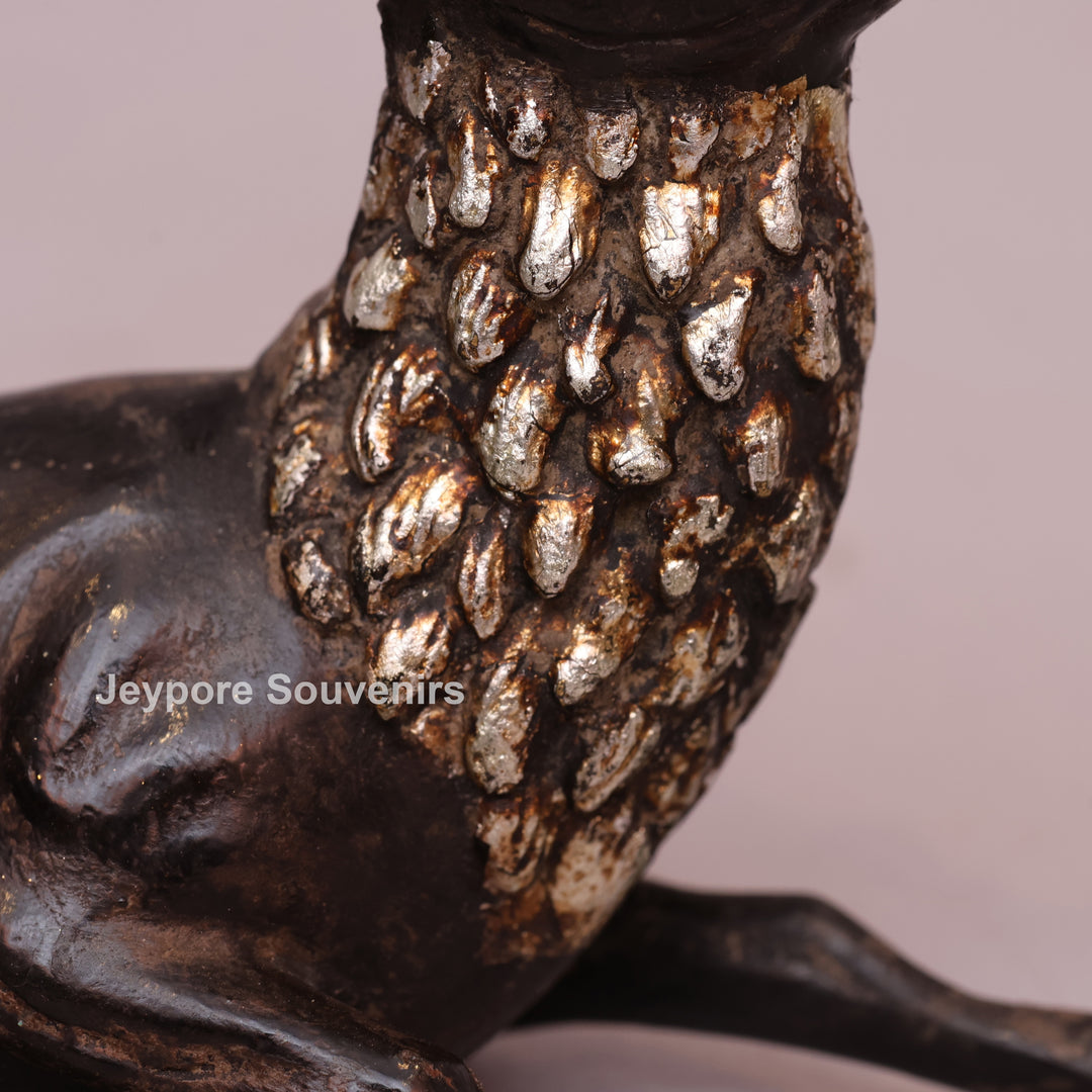 Handcrafted Brass Dhokra Deer Statue with Golden Antlers