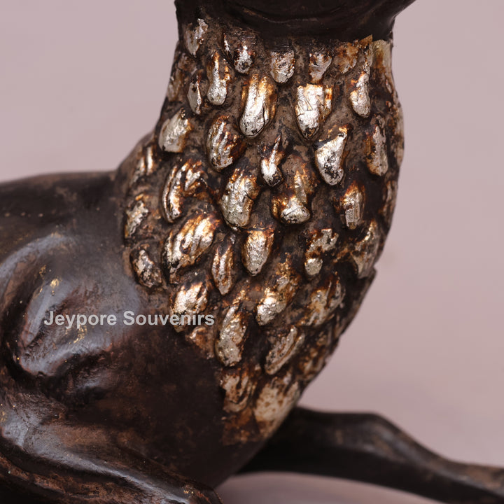 Handcrafted Brass Dhokra Deer Statue with Golden Antlers