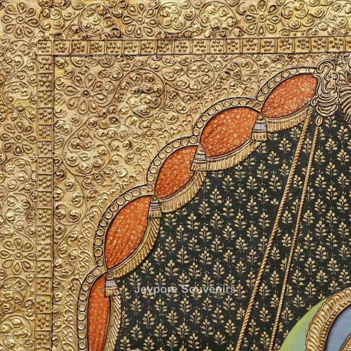 Lord Ganesha Tanjore Painting with Real Gold Leaf Work