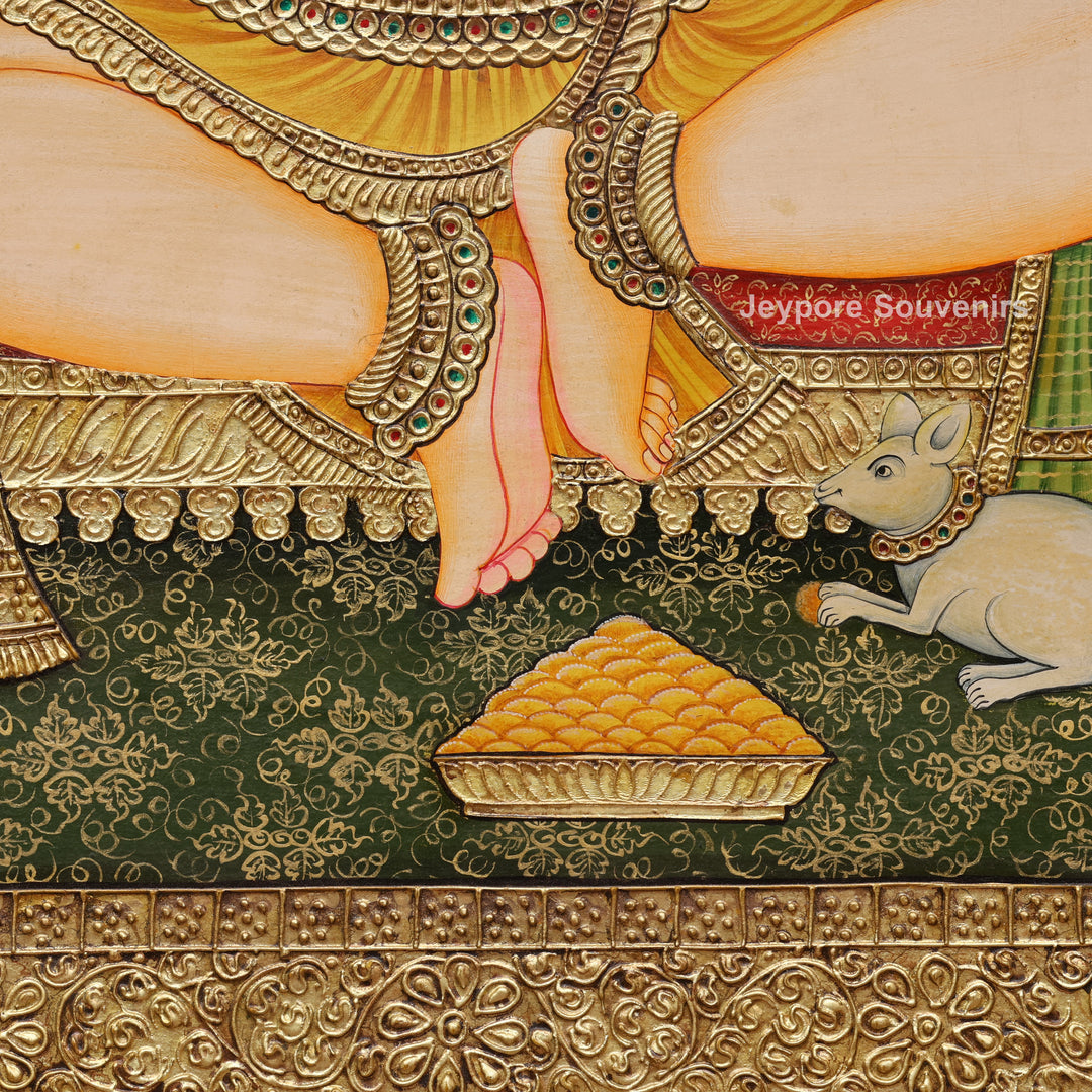 Lord Ganesha Tanjore Painting with Real Gold Leaf Work