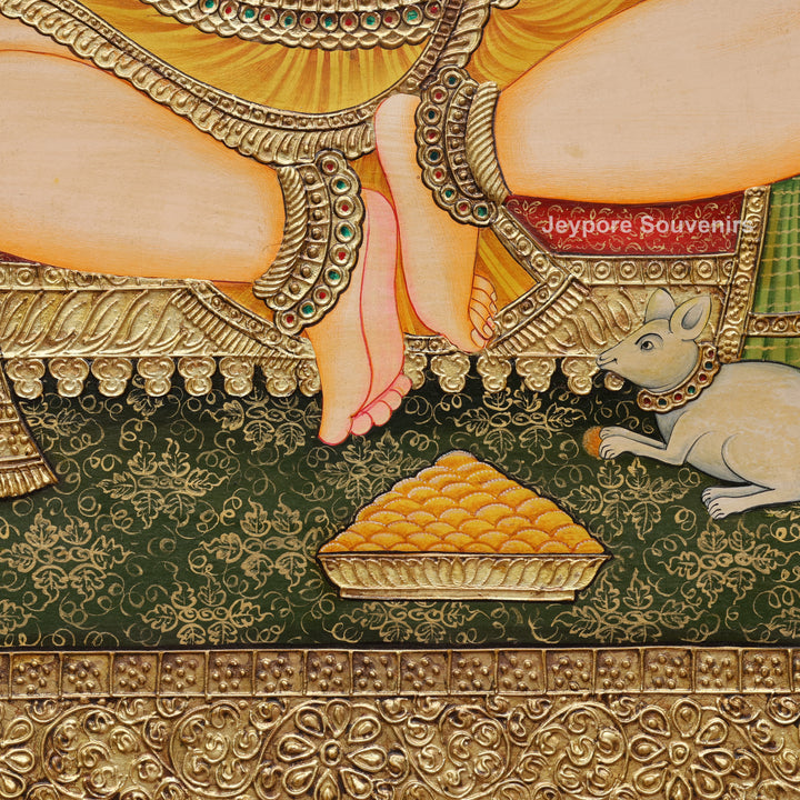 Lord Ganesha Tanjore Painting with Real Gold Leaf Work