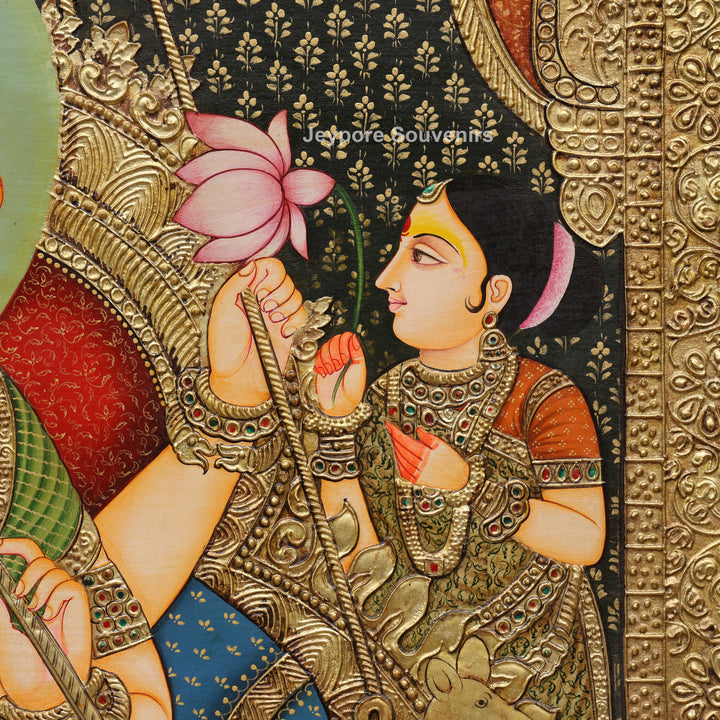 Lord Ganesha Tanjore Painting with Real Gold Leaf Work