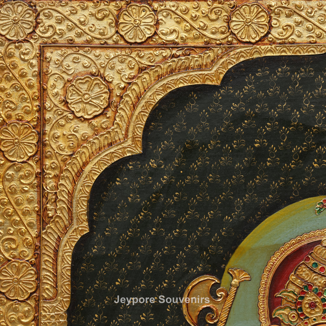 Traditional Lord Ganesha Tanjore Painting with Real Gold Leaf Work