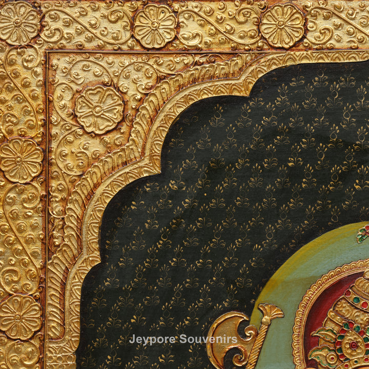 Traditional Lord Ganesha Tanjore Painting with Real Gold Leaf Work