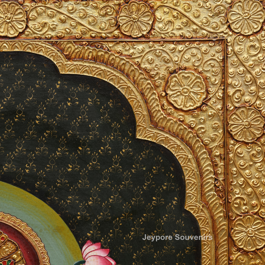 Traditional Lord Ganesha Tanjore Painting with Real Gold Leaf Work