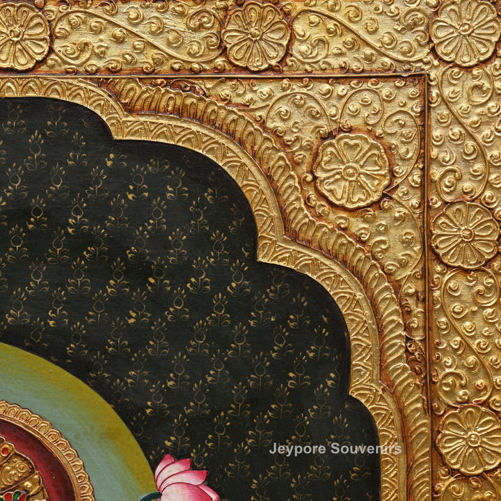 Traditional Lord Ganesha Tanjore Painting with Real Gold Leaf Work