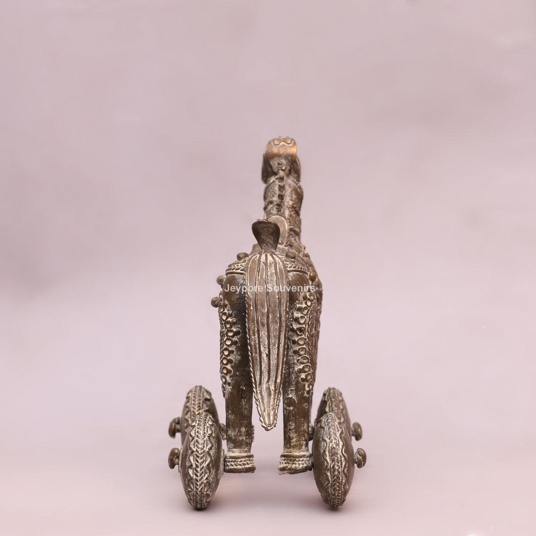 Handcrafted Dhokra Brass Horse on Wheels