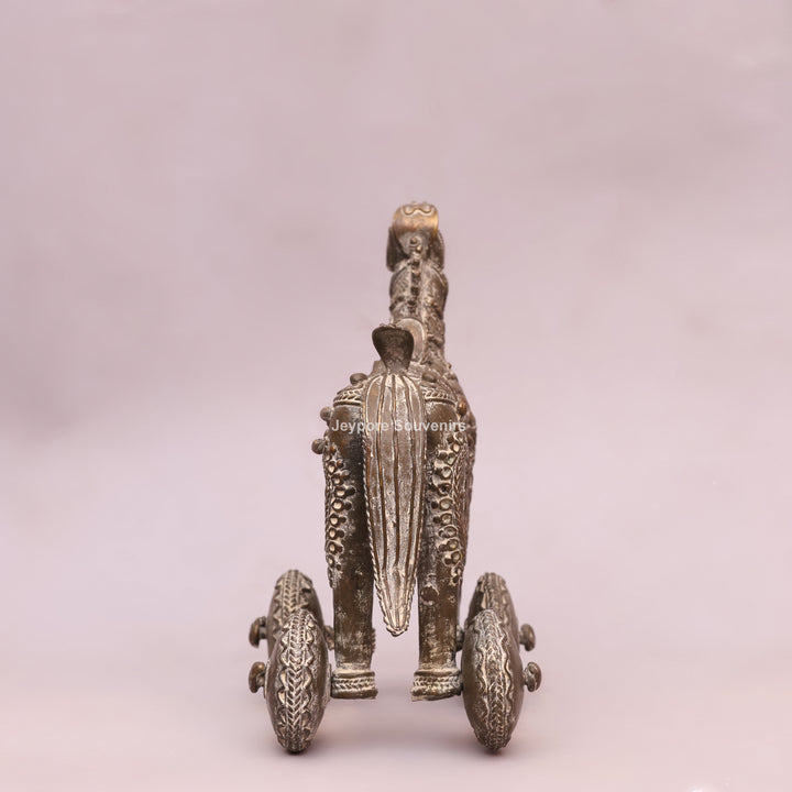 Handcrafted Dhokra Brass Horse on Wheels