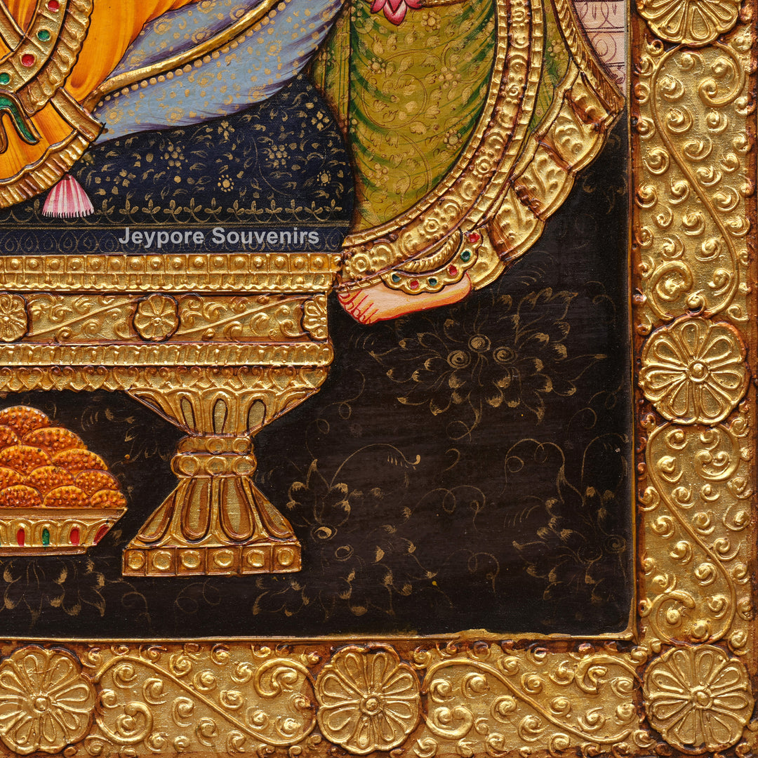 Traditional Lord Ganesha Tanjore Painting with Real Gold Leaf Work