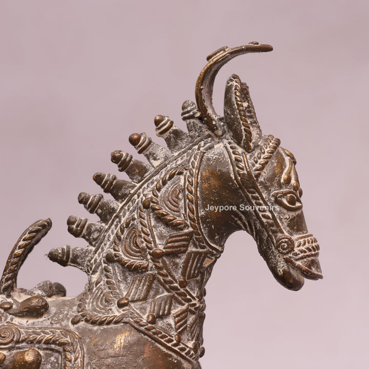 Handcrafted Dhokra Brass Horse on Wheels