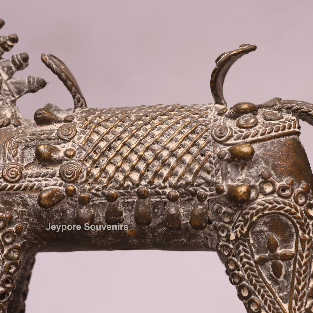 Handcrafted Dhokra Brass Horse on Wheels
