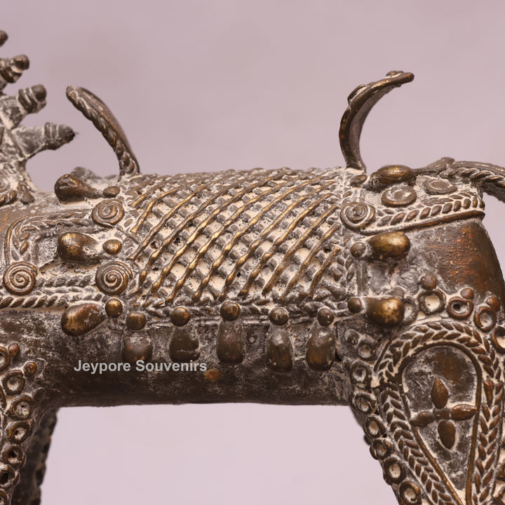 Handcrafted Dhokra Brass Horse on Wheels