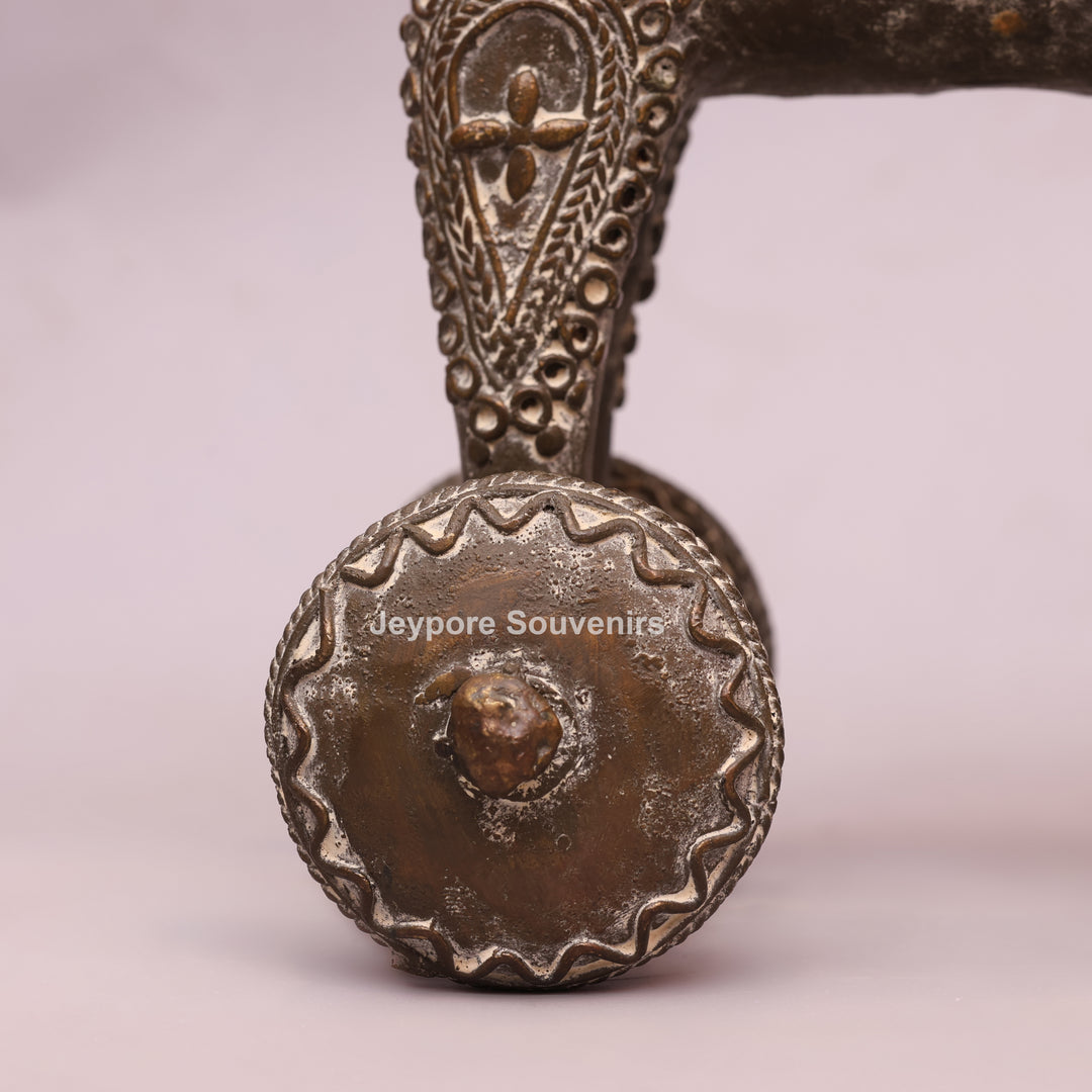 Handcrafted Dhokra Brass Horse on Wheels