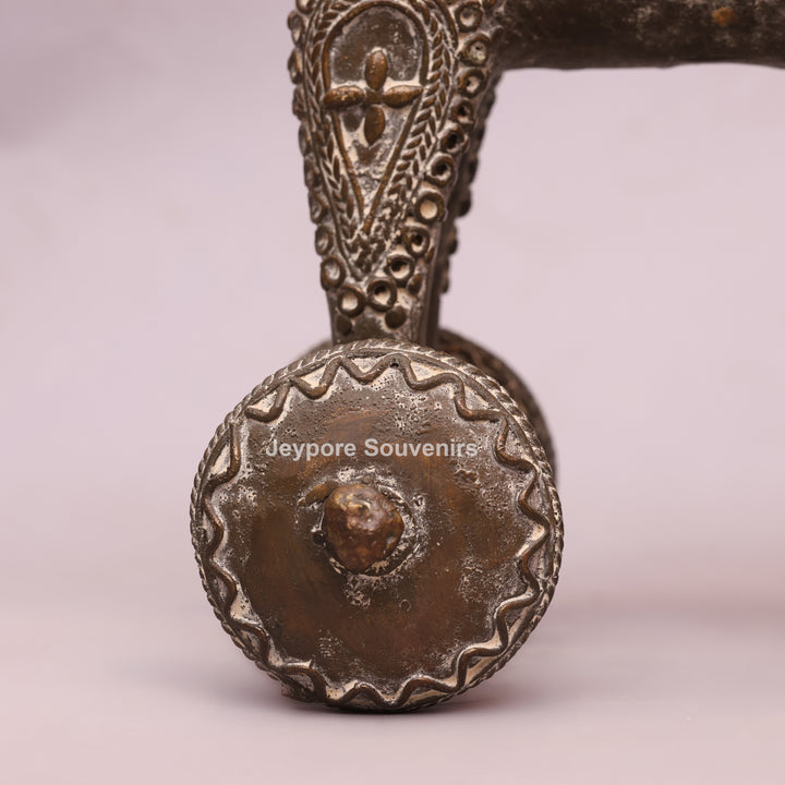 Handcrafted Dhokra Brass Horse on Wheels