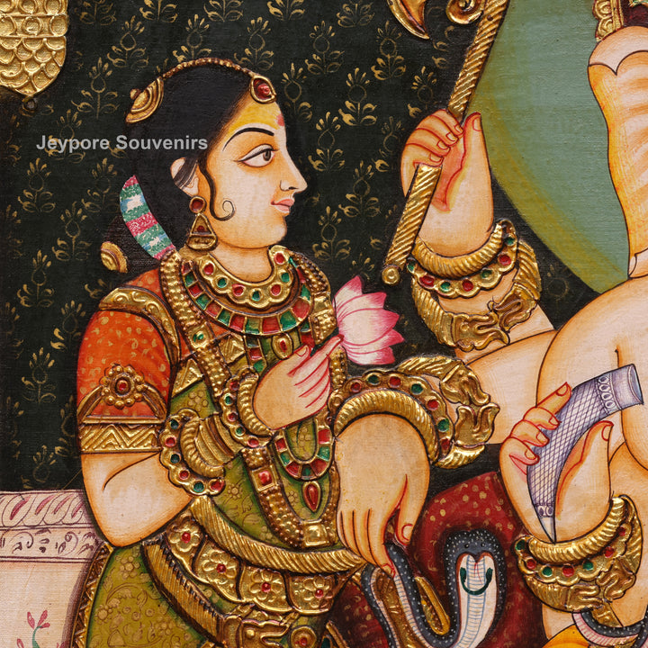 Traditional Lord Ganesha Tanjore Painting with Real Gold Leaf Work