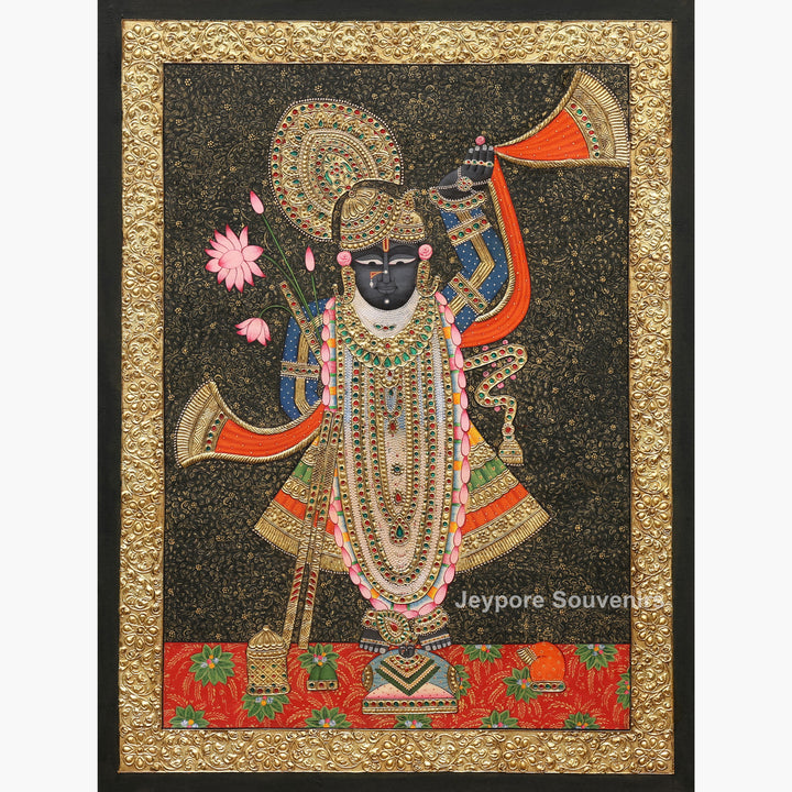 Handcrafted Lord Shrinath Ji Tanjore Painting with Real Gold Leaf work