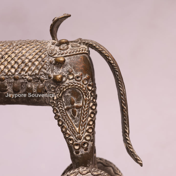 Handcrafted Dhokra Brass Horse on Wheels