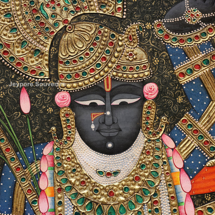 Handcrafted Lord Shrinath Ji Tanjore Painting with Real Gold Leaf work